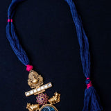 Deep blue & Gold Statement necklace (Pure Silver)