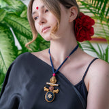 Deep blue & Gold Statement necklace (Pure Silver)