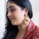 Beautiful bird figure earrings with semi-precious stones embellishments