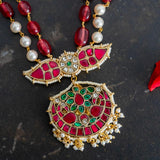 Pretty handcrafted temple pendant strung with duldul beads