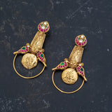 Beautiful bird figure earrings with semi-precious stones embellishments