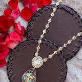 Brazilion stone with intricate kundan work pendant chain