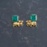 Handcrafted Hasli set with green roulette stones and nandi design