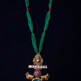 Green & Gold Traditional pendant necklace (Pure Silver)