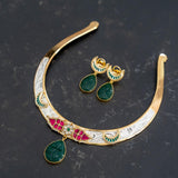 Dual tone hasli necklace and earrings set ( Diksha Collection)