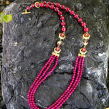 Magenta crystal beads necklace