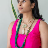 Beautiful Monalisa glass stone handcrafted neckpiece