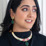 Dual tone hasli necklace and earrings set ( Diksha Collection)
