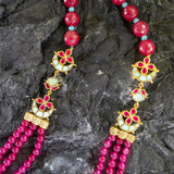 Magenta crystal beads necklace
