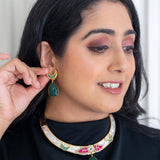 Dual tone hasli necklace and earrings set ( Diksha Collection)