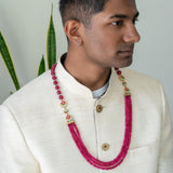 Magenta crystal beads necklace