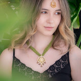 Statement necklace handcrafted with Silver and Citrine stone beads
