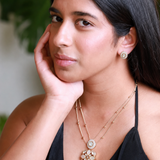 Radiant square with flower Pendant set