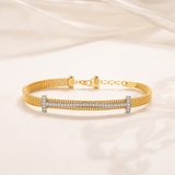 Silver Bracelet with gold and swaroski stones embedded