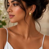 Silver & Glod Radiant Straight with Swarovski Flower Earring Set