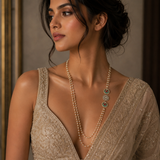 Semi Precious & Kundan Moon with Pearl Long Chain