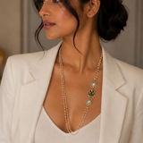 Semi Precious & Kundan Moon with Pearl Long Chain