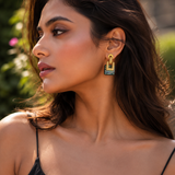 Abalone Lumina Square Drop Earrings with Square Gold Clasp