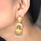 Lion gold platted fusion earrings- Fiza collection