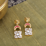 Lion crescent pink hued earing- Fiza collection