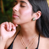 Kundan red drop cut Pendant set