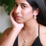 Radiant square with flower Pendant set