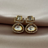 Lustrous layered  moozanite polki  pendant set