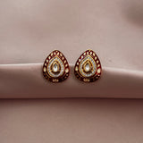 Kundan red drop cut Pendant set