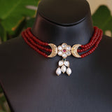Red beaded aura choker