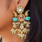 Kundan & Turquoise Cocktail Statement Earrings