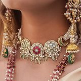 3 Suns Kundan & Pearl Chain Choker