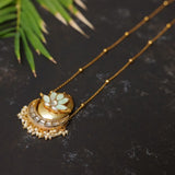BlushEmerald Heritage Chain: Long chain with vibrant heritage hues of pink, green- Isha Collection