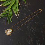 BlushEmerald Heritage Chain: Long chain with vibrant heritage hues of pink, green- Isha Collection