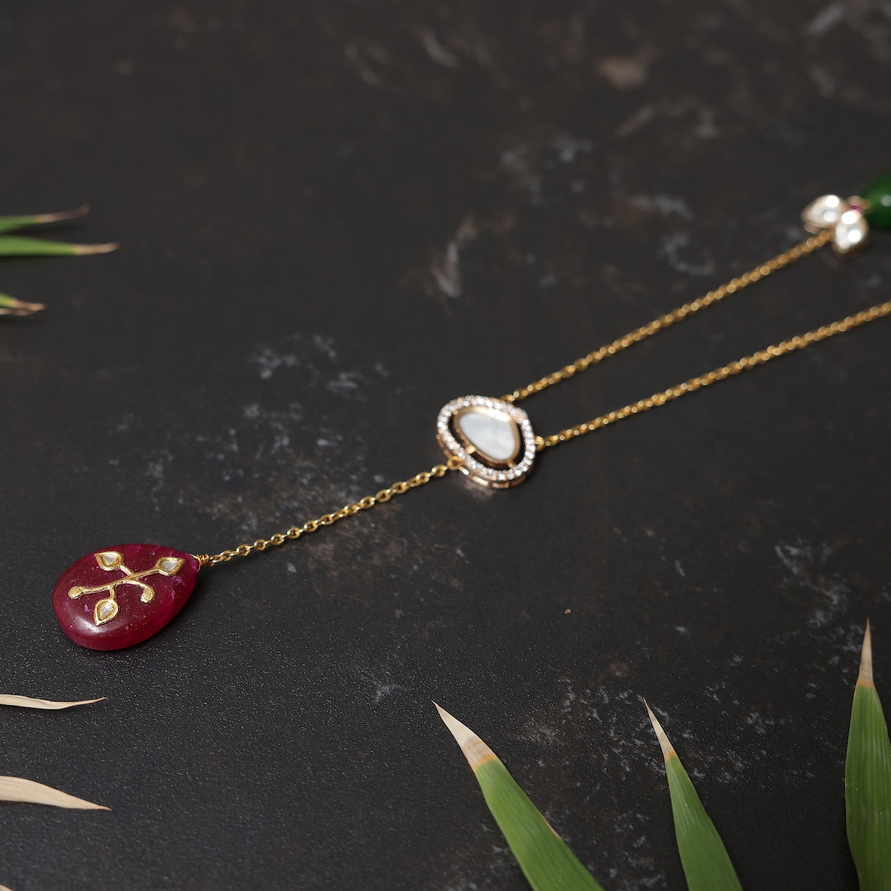 sleek and  lightweight chain  with turquoise stones: Isha Collection , Subtle Luxe Chain