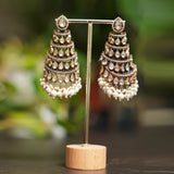 Waterfall Kundan with white beads -Jumkha