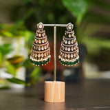 Waterfall Kundan with green beads - Jumkha