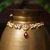 Pink Semi-Precious Stone Heritage Armband with Kundan Studded Embellishments