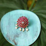 Royal Pink Blooming Flower Statement Ring
