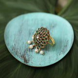 Royal Pink Blooming Flower Statement Ring