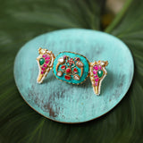 Majestic Turquoise Stone with Pink Kundan Ring