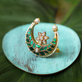 Emerald Green Crescent Pearl Ring : emerald-hued crescent ring- Finger Ring Collection