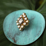 Heritage Square Majestic Gold Ring In Kundan