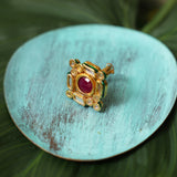 Heritage Square Majestic Gold Ring In Red