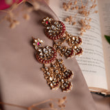 Red enamel with kundan -Jhumka