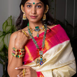 Labrodite and green Roublet pendant with kundan motifs Choker