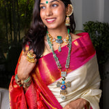 Long Chain Kundan Parrot Finger Ring