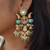 Kundan & Turquoise Cocktail Statement Earrings