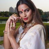 Royal Peacock Ring: Lustrous kundan ring with green charm - Ring Collection