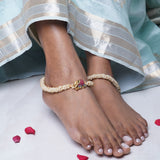 Stunning Pearl Anklets with interchangable elephant andf lotus pnedant