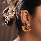 Signity glow Earrings with Multi-colour precious Stone